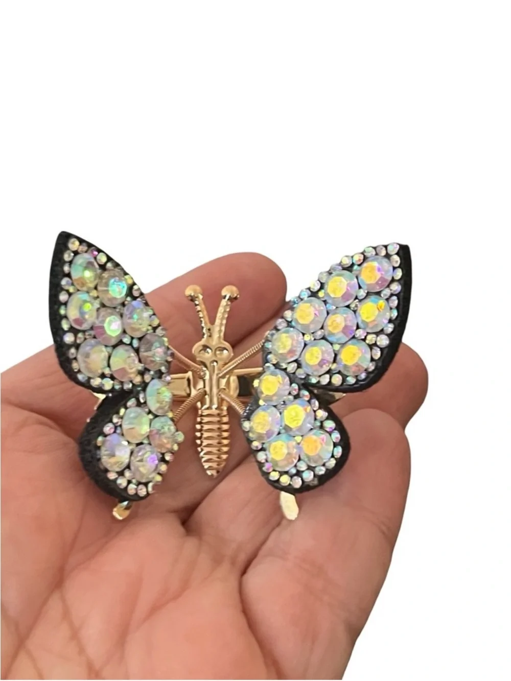 Gold-Tone Butterfly Hair Clip with Iridescent Crystal Accents FINAL PRICE DROP